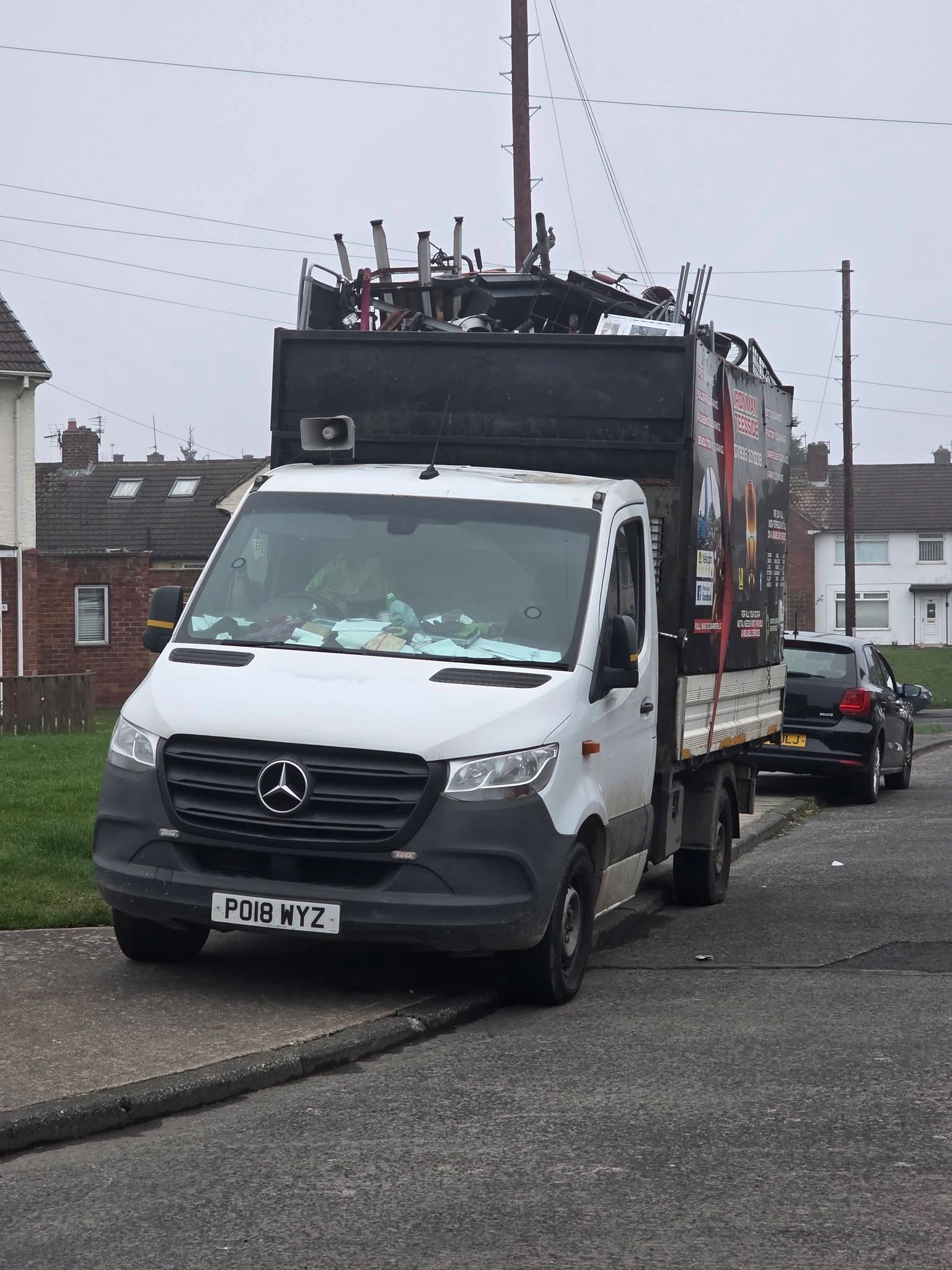 Iron Man Teesside Scrap Man truck on a collection